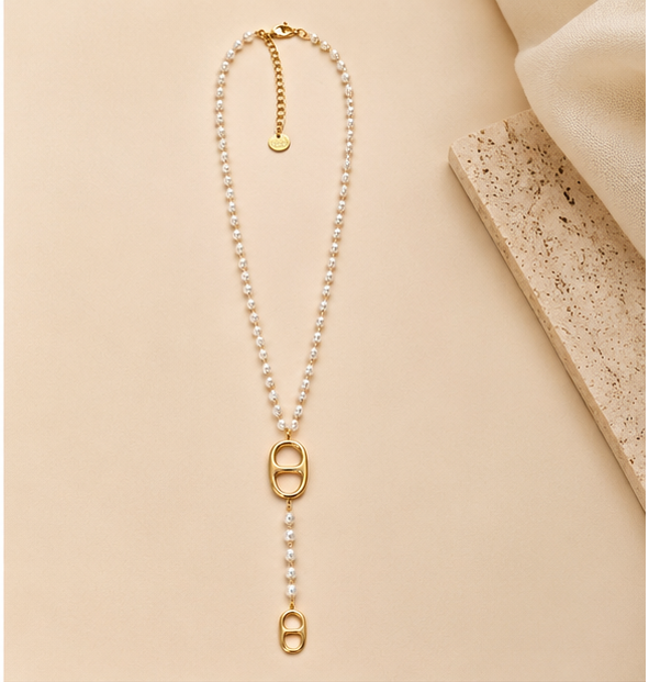 Collier Perles Blanche