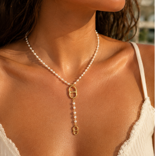 Collier Perles Blanche
